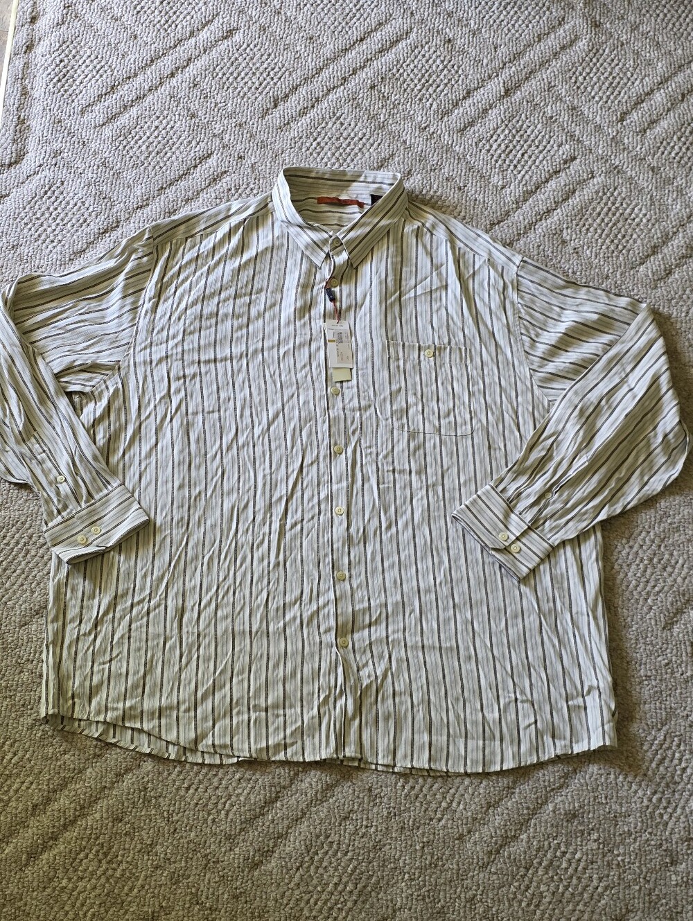Axis Men's Long-Sleeve Striped Button-Down Shirt - White and Green